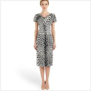 Gruppo GFT Black White Silk Animal or Snake Print Silk Midi Dress Italian 2 4 ?